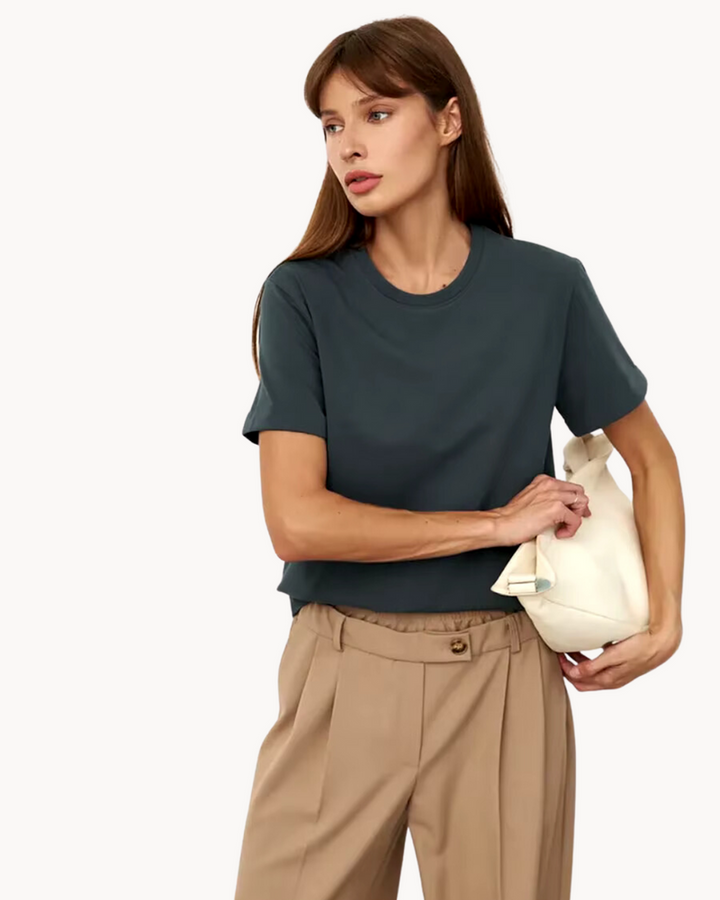 T-Shirt Women Straight Fit Round Neck Cotton – Casual