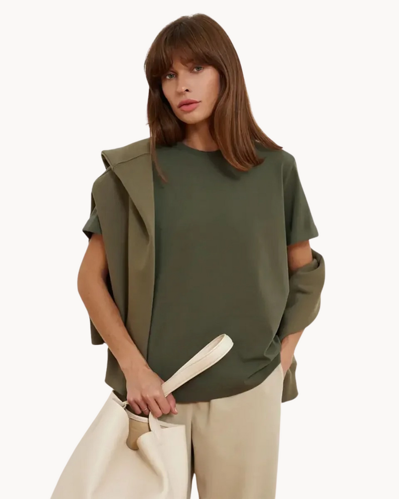 T-Shirt Women Straight Fit Round Neck Cotton – Casual