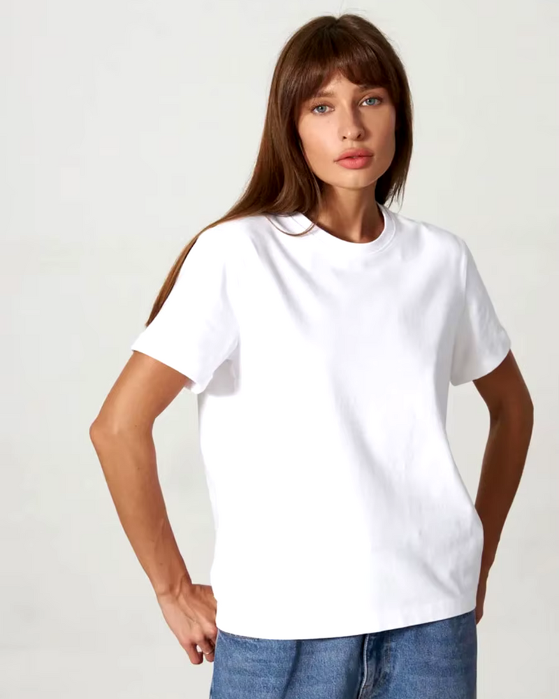 T-Shirt Women Straight Fit Round Neck Cotton – Casual