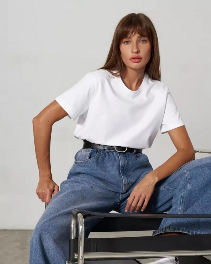 T-Shirt Women Straight Fit Round Neck Cotton – Casual