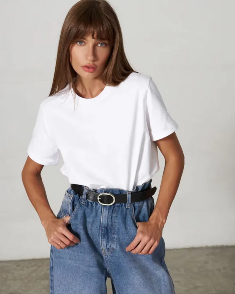 T-Shirt Women Straight Fit Round Neck Cotton – Casual