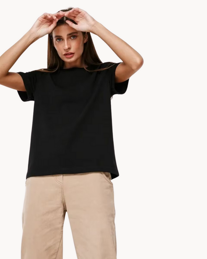 T-Shirt Women Straight Fit Round Neck Cotton – Casual