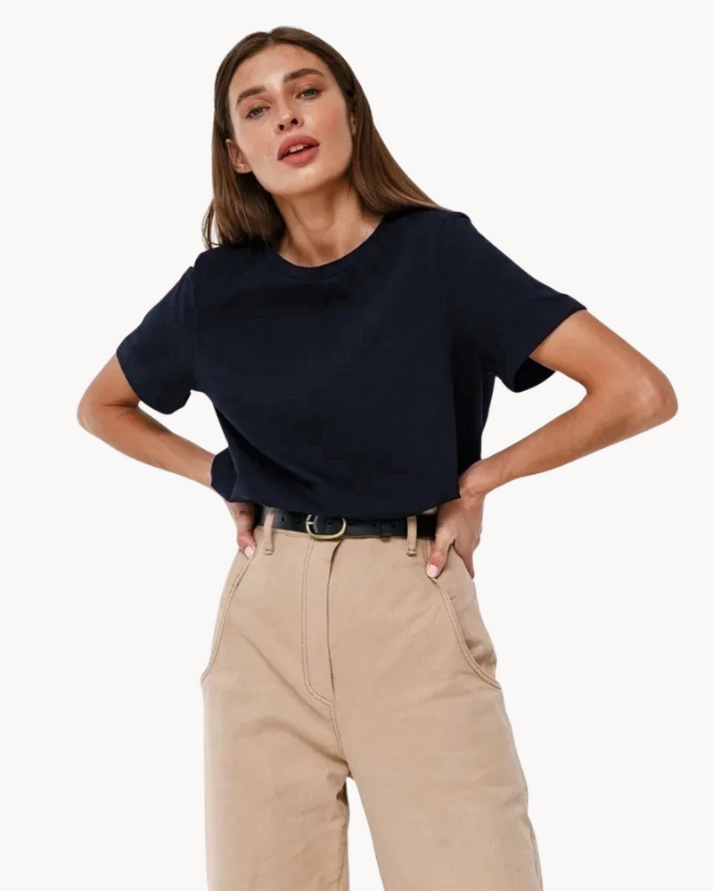 T-Shirt Women Straight Fit Round Neck Cotton – Casual