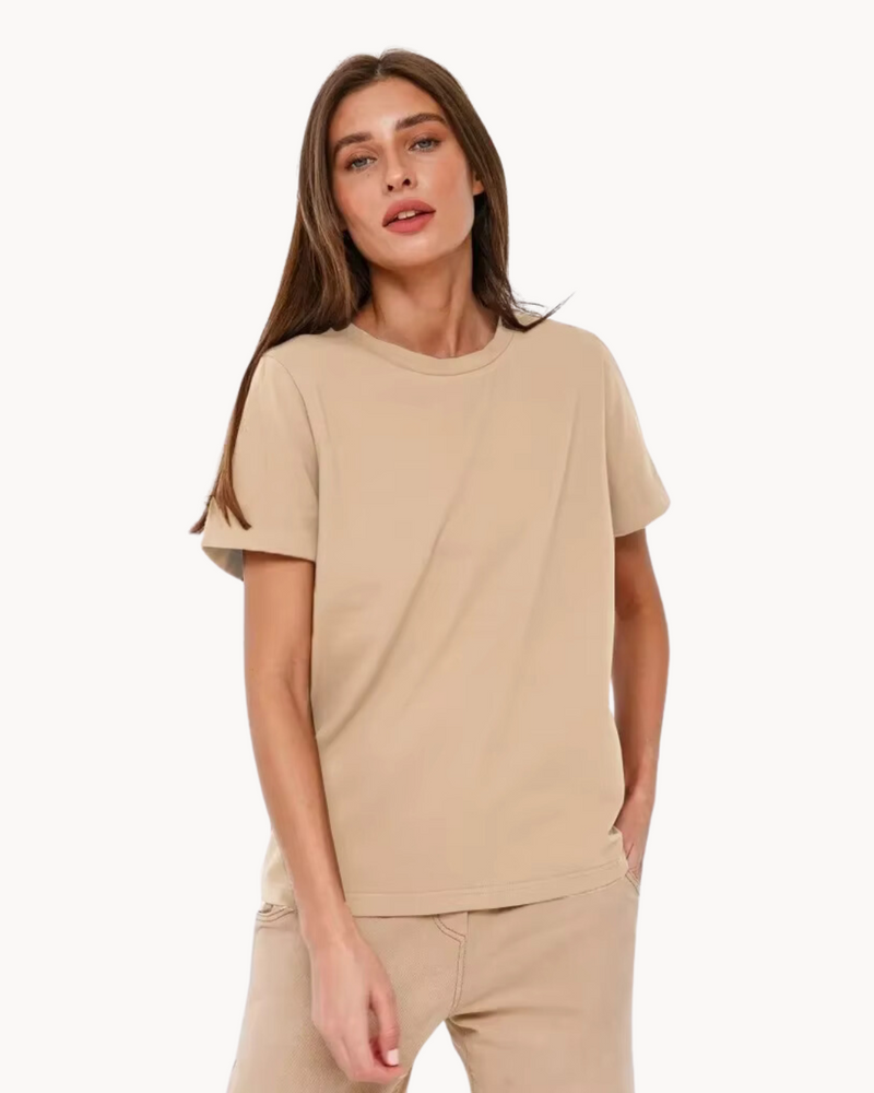 T-Shirt Women Straight Fit Round Neck Cotton – Casual