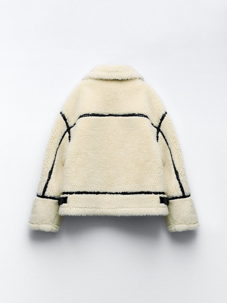 Coat Women Teddy Classic Collar Pockets – Winter