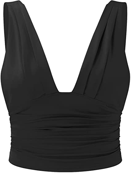 Top Women Fitted Deep V-Neck Wide Straps – Summer