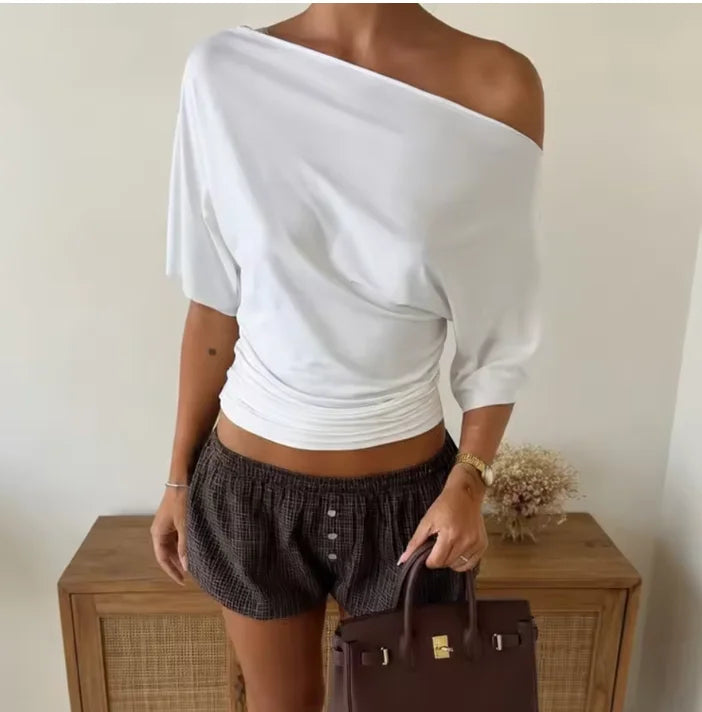 Top Women Asymmetric Bare Shoulder – Party