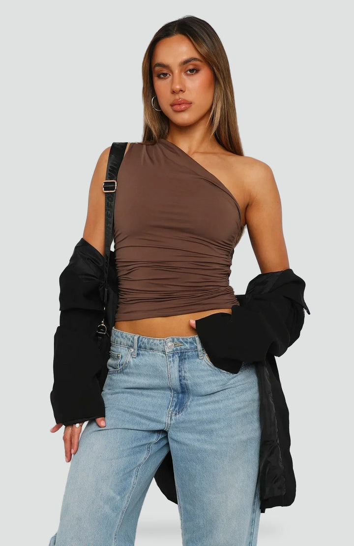 Top Women One Shoulder Pleated Casual – Casual