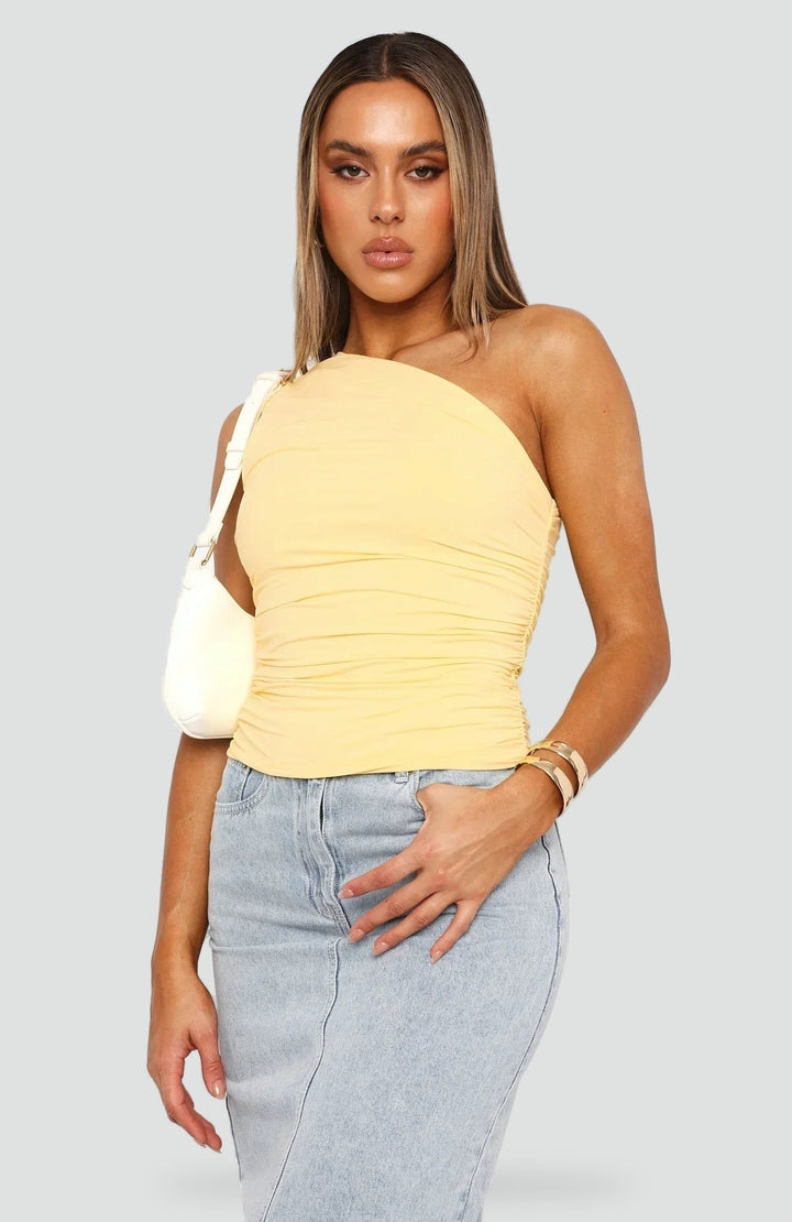 Top Women One Shoulder Pleated Casual – Casual