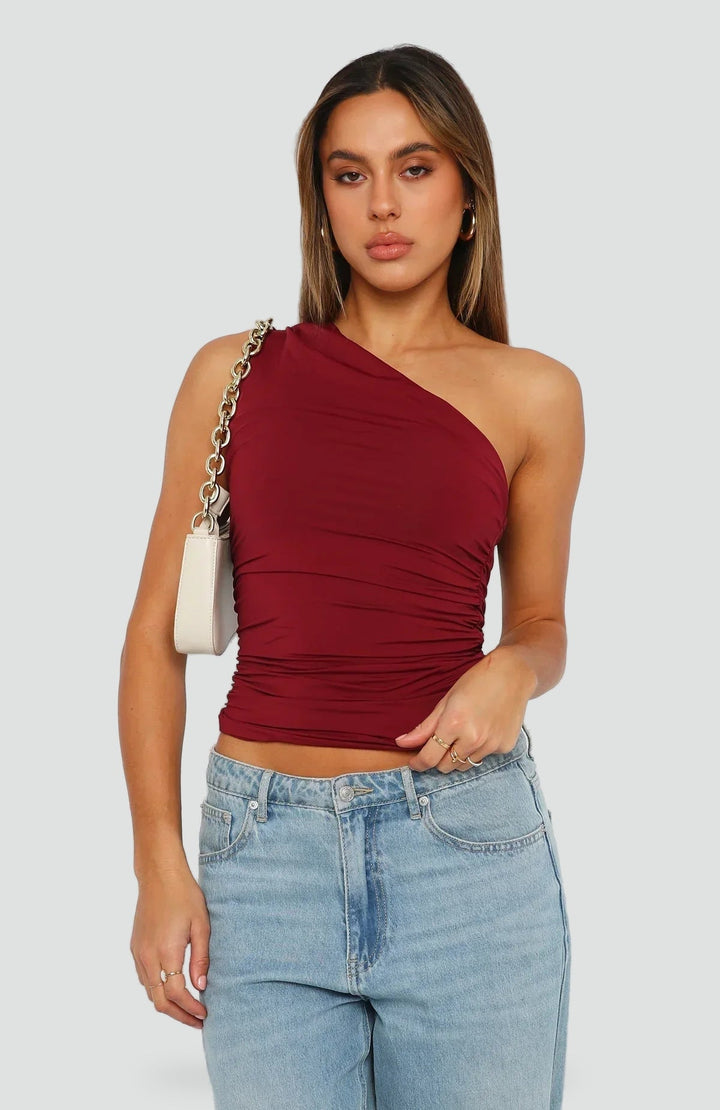 Top Women One Shoulder Pleated Casual – Casual