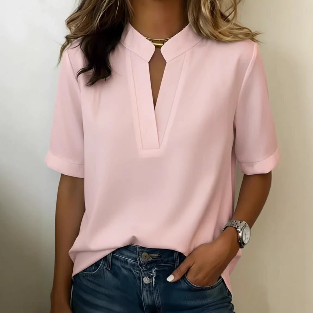 Top Women V-Neck Short Sleeve Casual – Casual