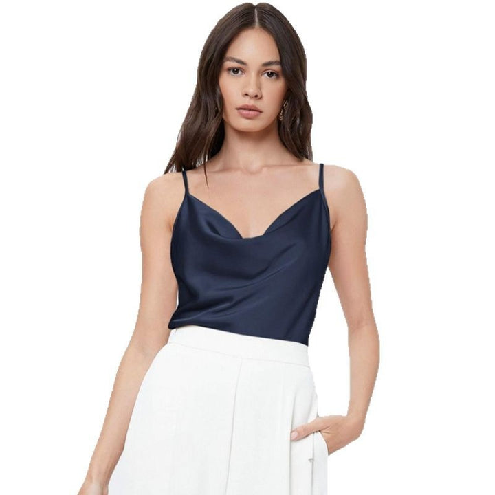 Top Women Satin Sleeveless Waterfall Neckline – Party
