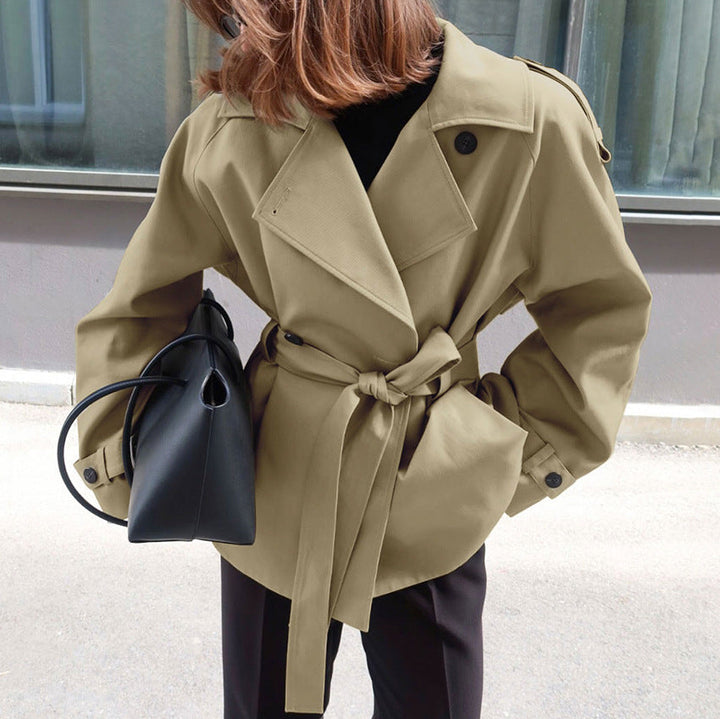 Coat Women Notched Collar Belted – Casual