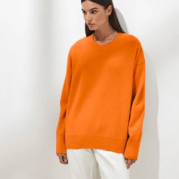 Jumper Women Knitted Cashmere Crew Neck – Winter