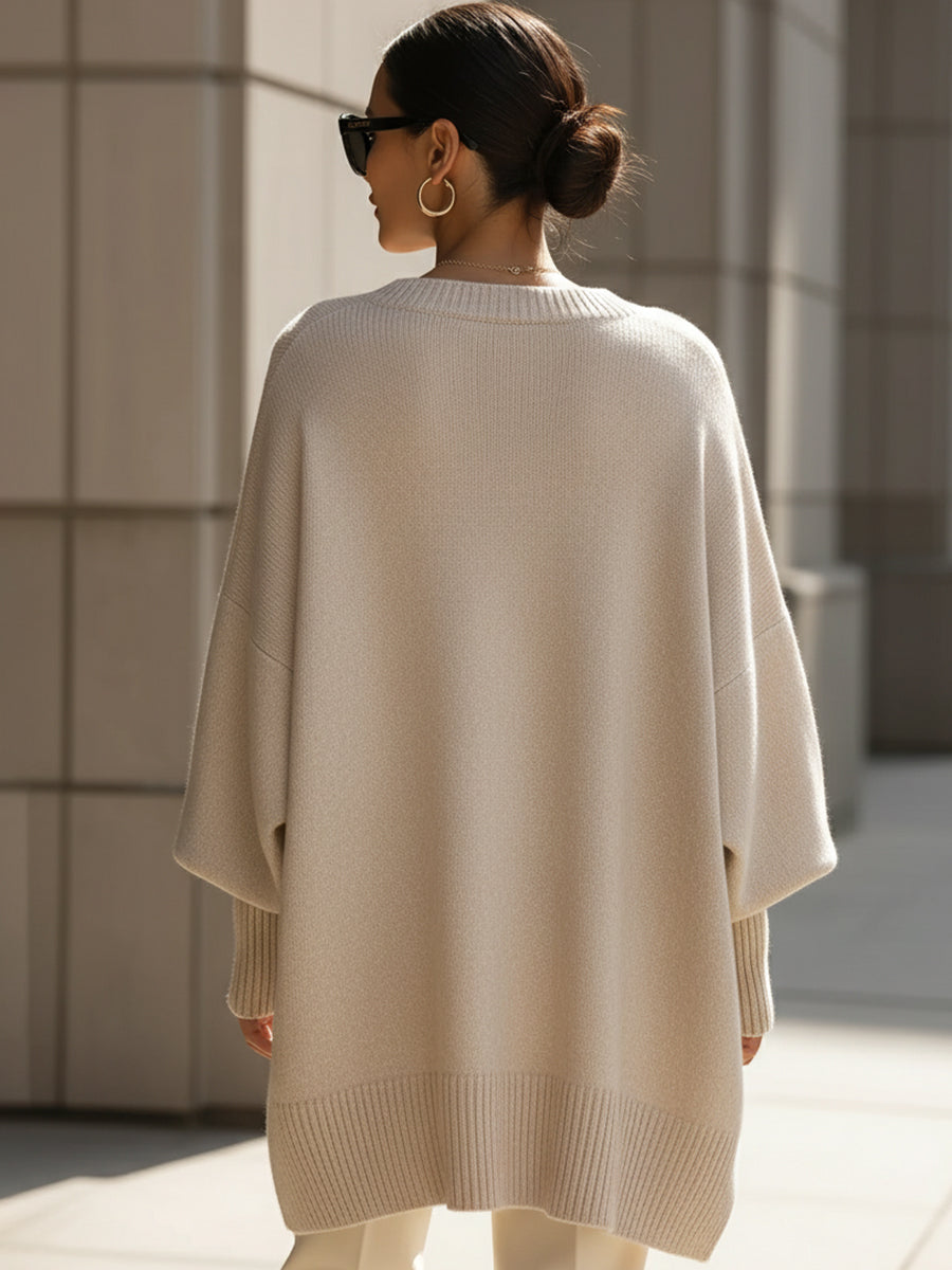 Jumper Women Oversized Knitted Round Neck – Winter