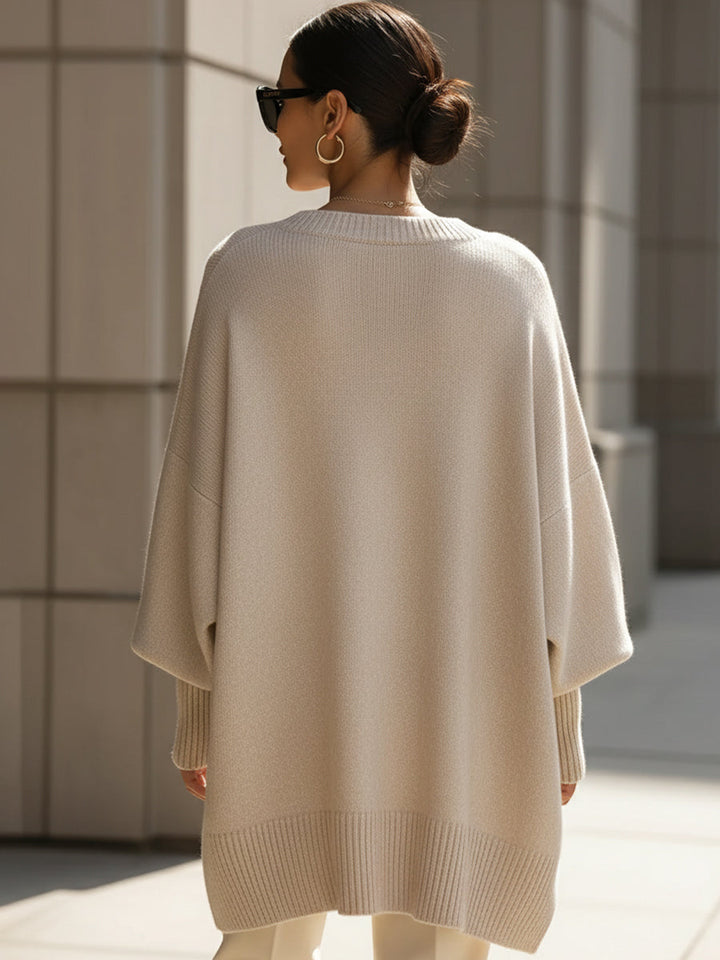 Jumper Women Oversized Knitted Round Neck – Winter