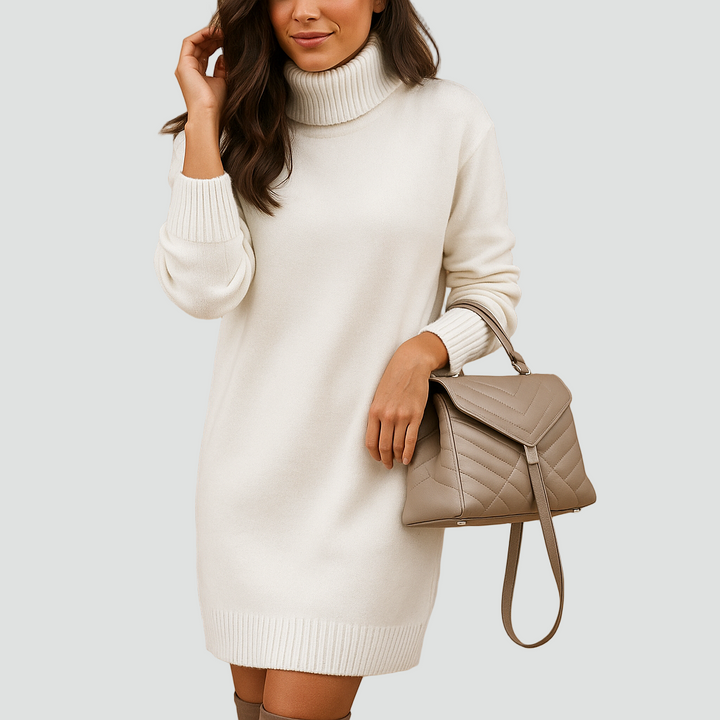 Dress Women Knitted Collared Long Sleeve – Winter