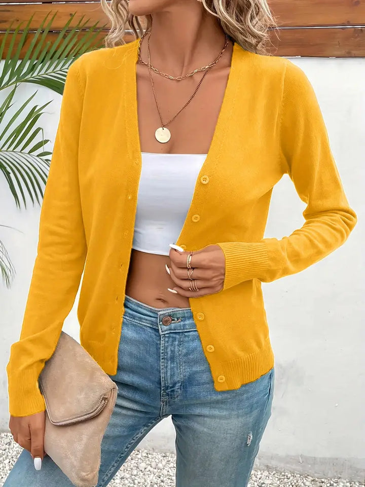 Cardigan Women Knitted V-Neck Button Front – Casual