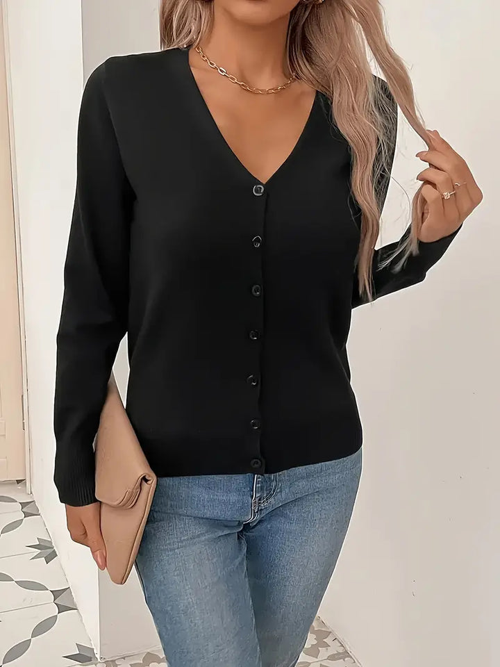 Cardigan Women Knitted V-Neck Button Front – Casual