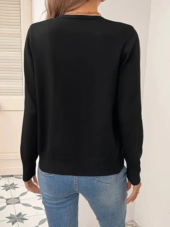 Cardigan Women Knitted V-Neck Button Front – Casual