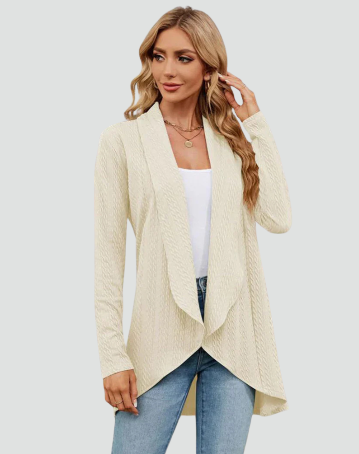Cardigan Women Ribbed Knitted Pleated Front – Casual