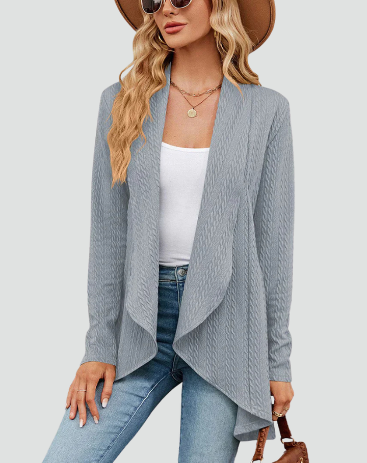 Cardigan Women Ribbed Knitted Pleated Front – Casual