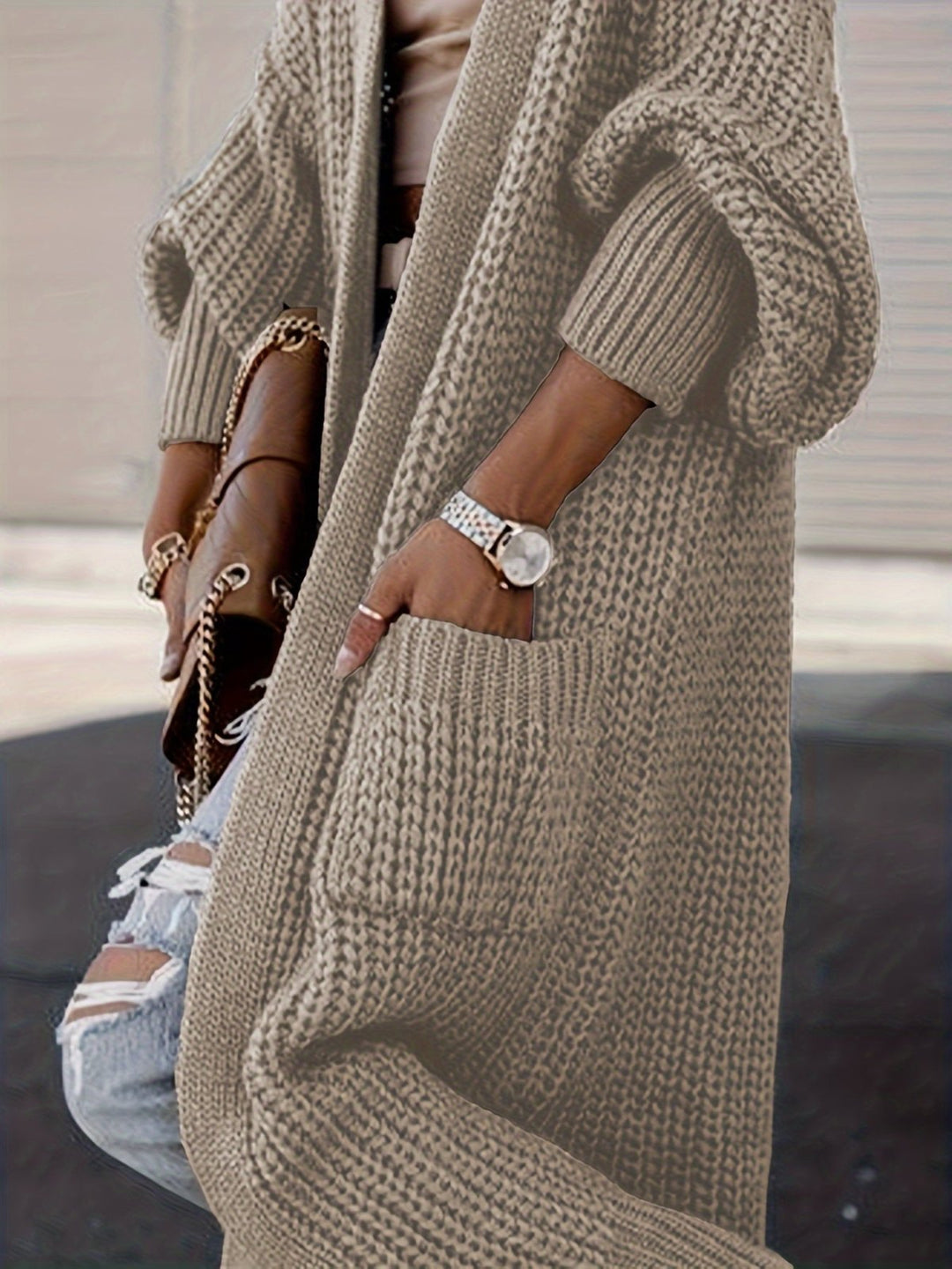 Cardigan Women Long Open Front with Pockets – Casual