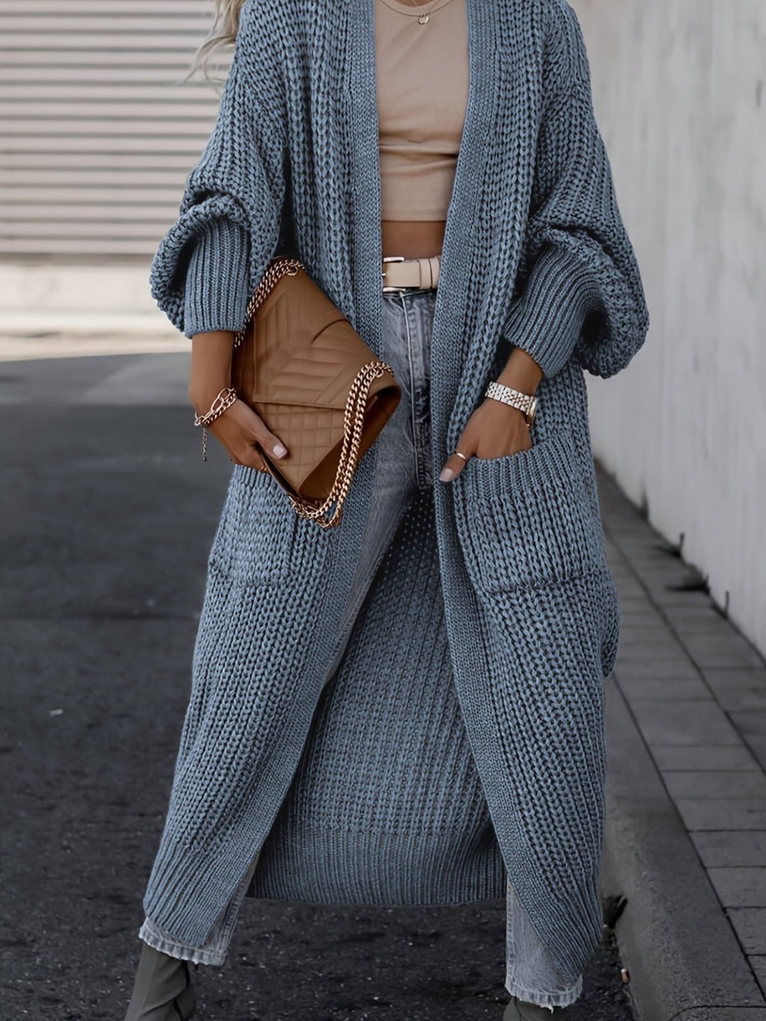 Cardigan Women Long Open Front with Pockets – Casual
