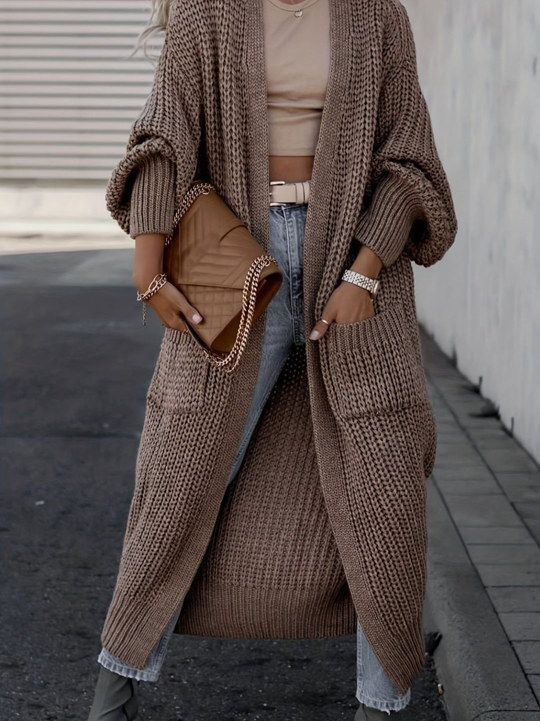 Cardigan Women Long Open Front with Pockets – Casual