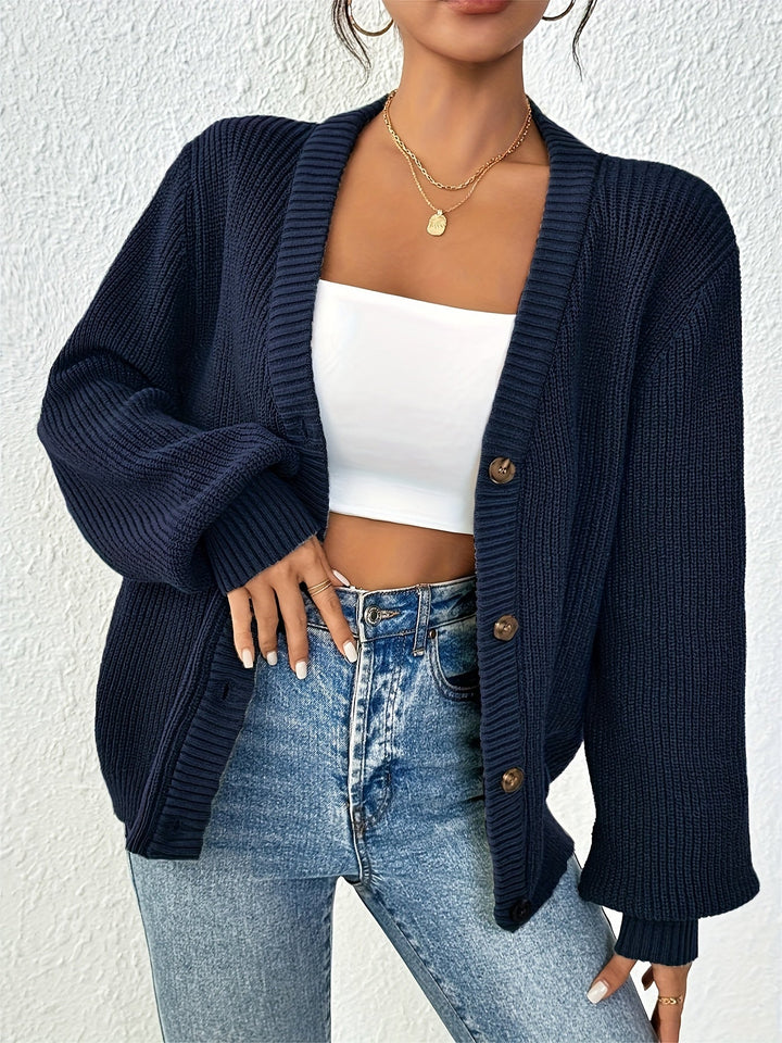 Cardigan Women Loose Knitted Button Detail – Casual