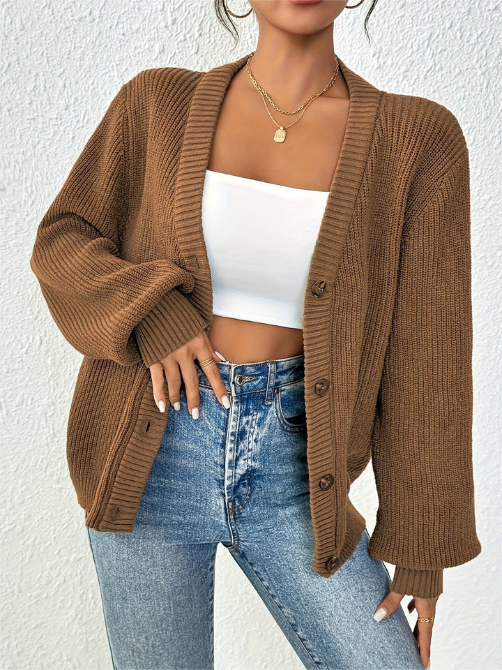 Cardigan Women Loose Knitted Button Detail – Casual