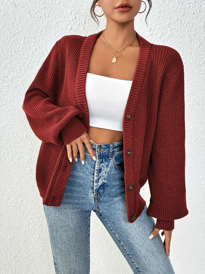 Cardigan Women Loose Knitted Button Detail – Casual
