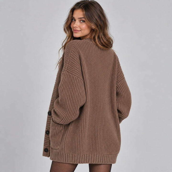 Cardigan Women Oversized Chunky Knit with Buttons and Pockets – Casual