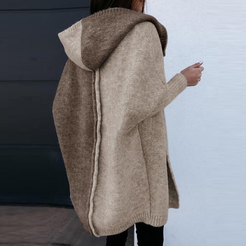 Cardigan Women Hooded Patchwork Wool – Casual