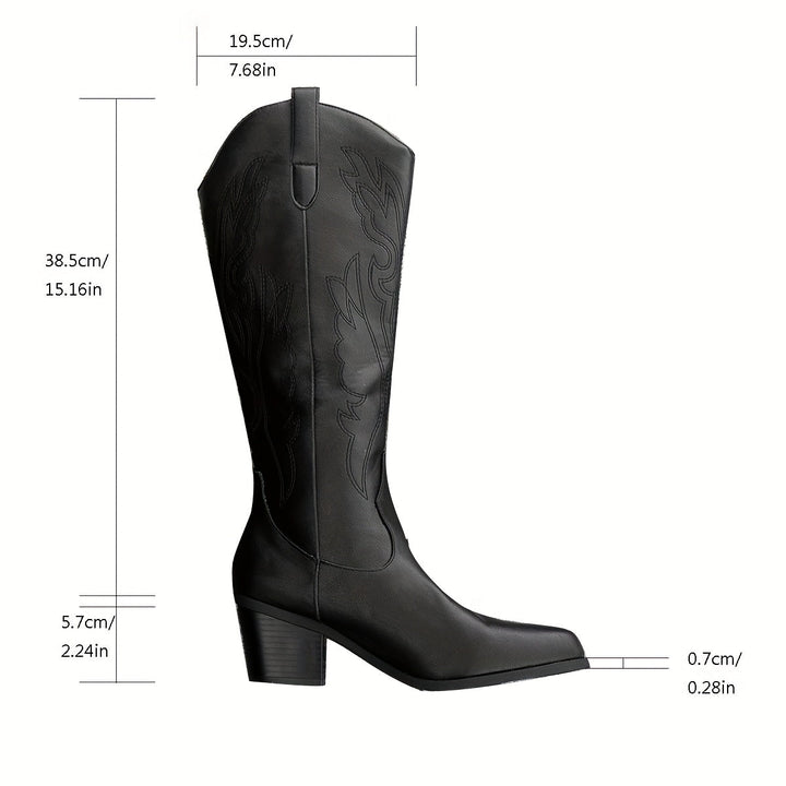 Boots Women Knee-High Wide Shaft Embroidery – Casual