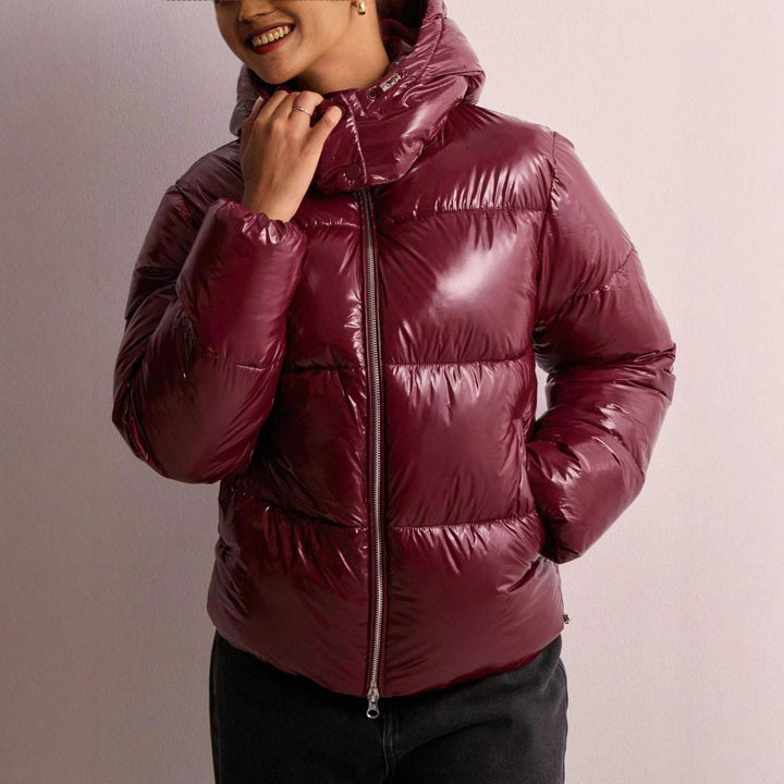 Jacket Women Quilted Hooded Zipper Pockets – Winter