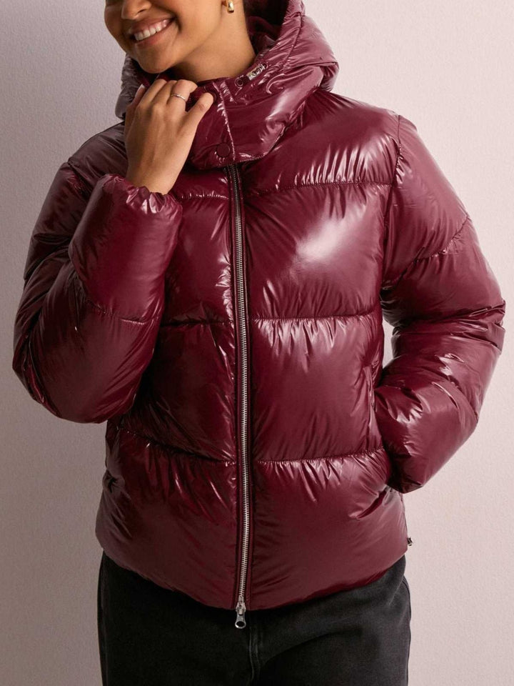 Jacket Women Quilted Hooded Zipper Pockets – Winter