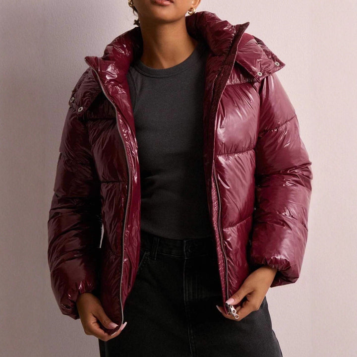 Jacket Women Quilted Hooded Zipper Pockets – Winter
