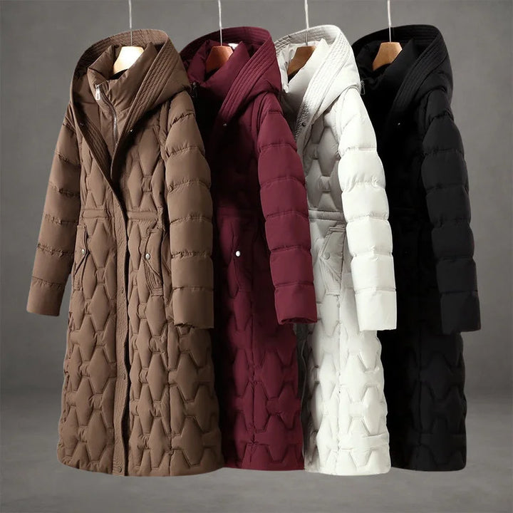 Coat Women Long Quilted with Hood – Winter