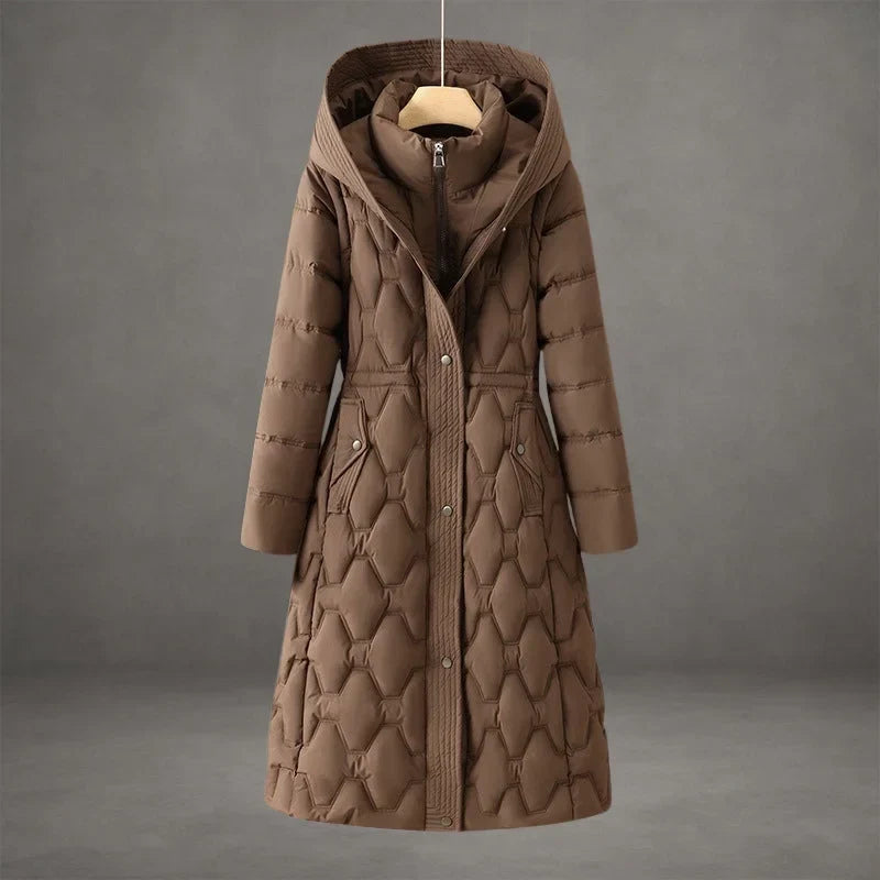 Coat Women Long Quilted with Hood – Winter