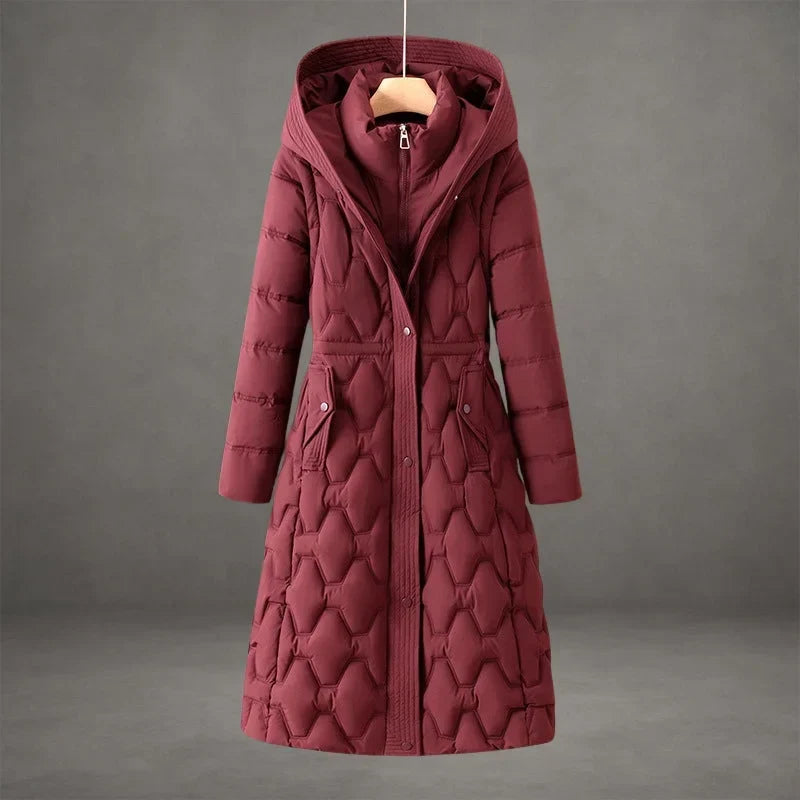Coat Women Long Quilted with Hood – Winter