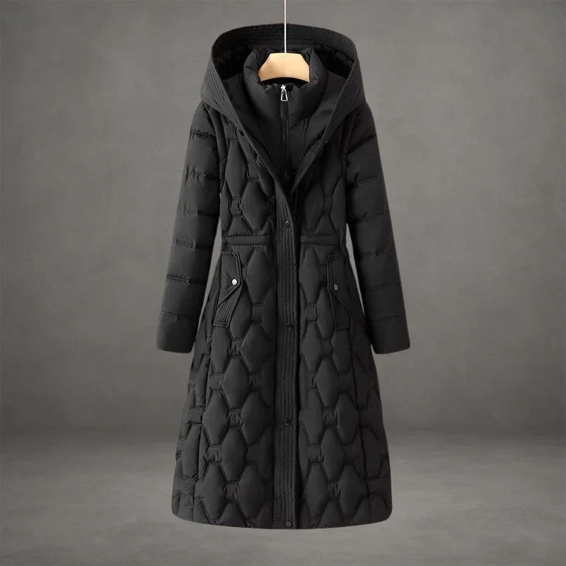 Coat Women Long Quilted with Hood – Winter