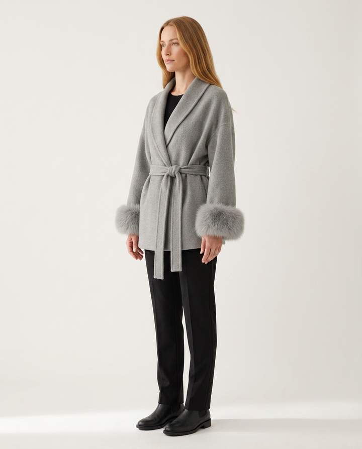 Coat Women Wrap Wool Belted – Winter