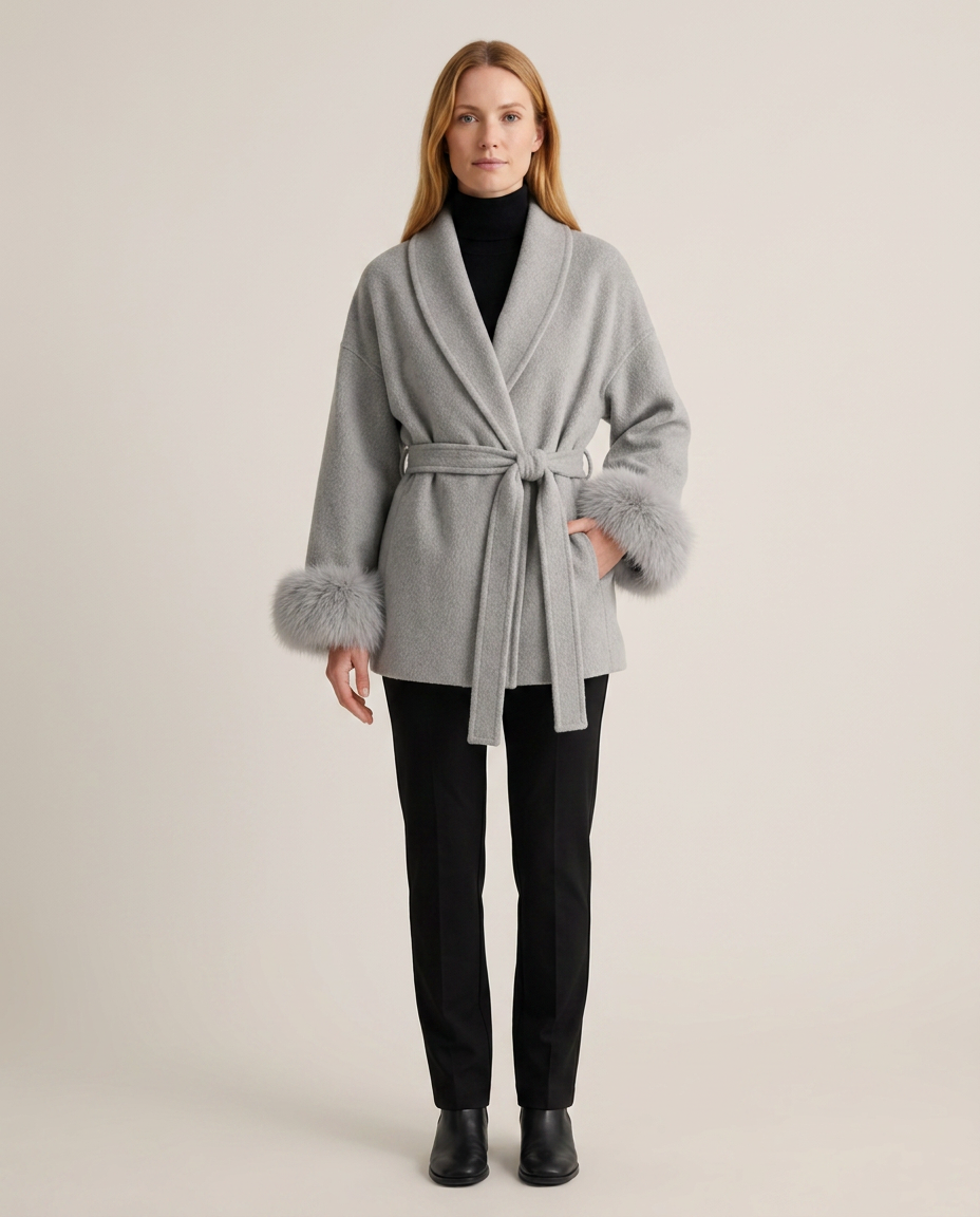 Coat Women Wrap Wool Belted – Winter