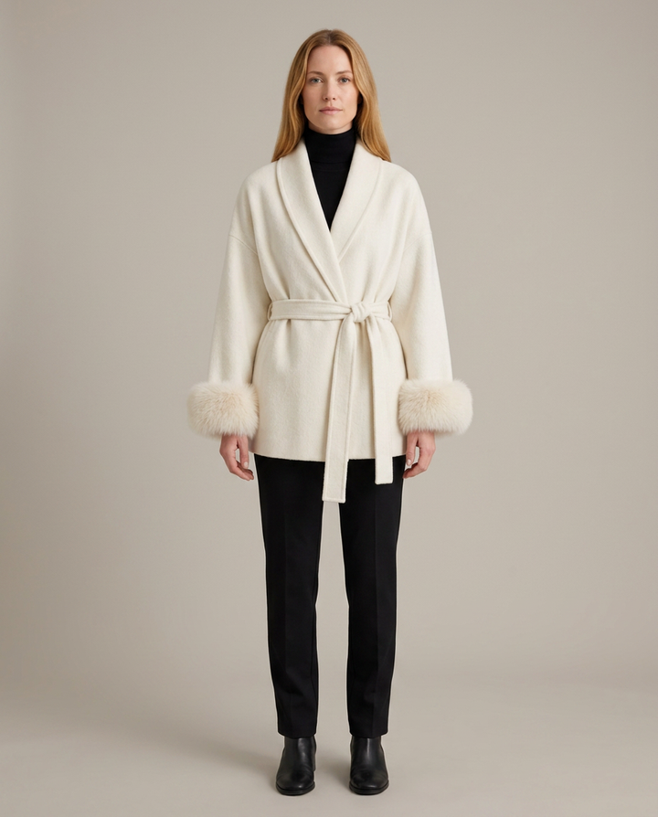 Coat Women Wrap Wool Belted – Winter