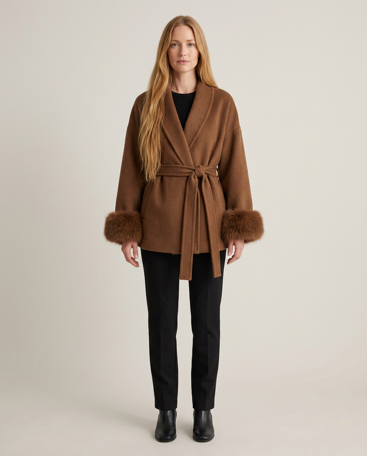 Coat Women Wrap Wool Belted – Winter