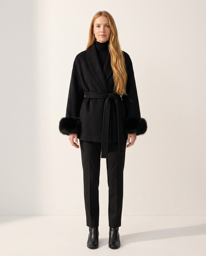 Coat Women Wrap Wool Belted – Winter