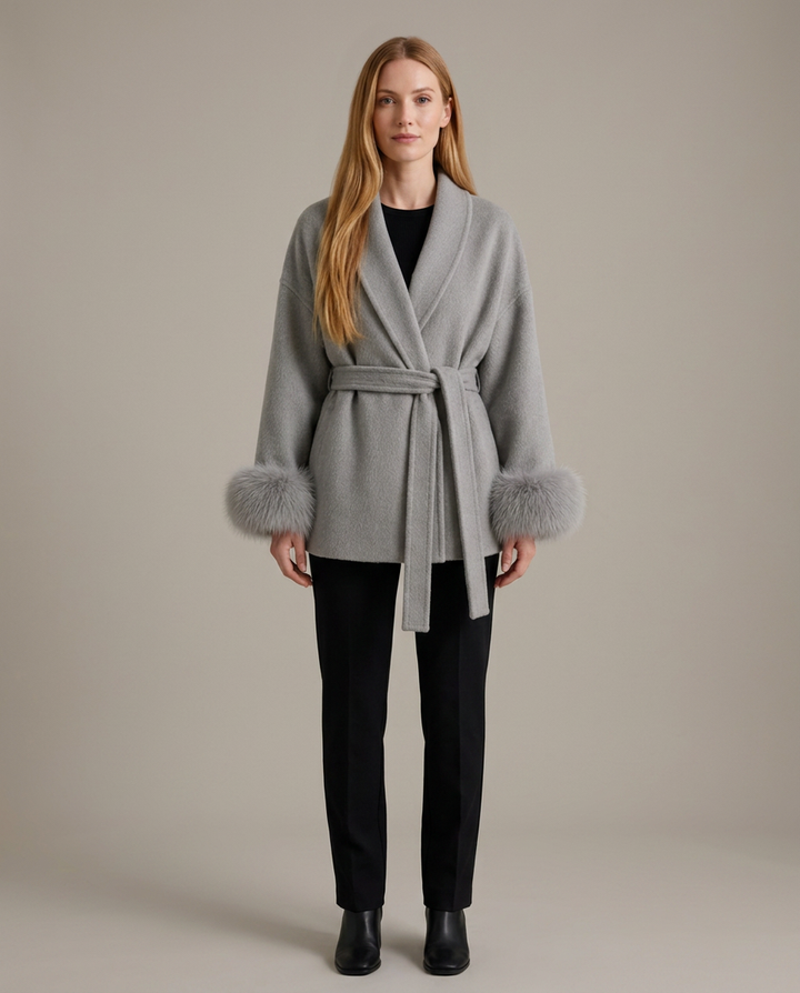 Coat Women Wrap Wool Belted – Winter